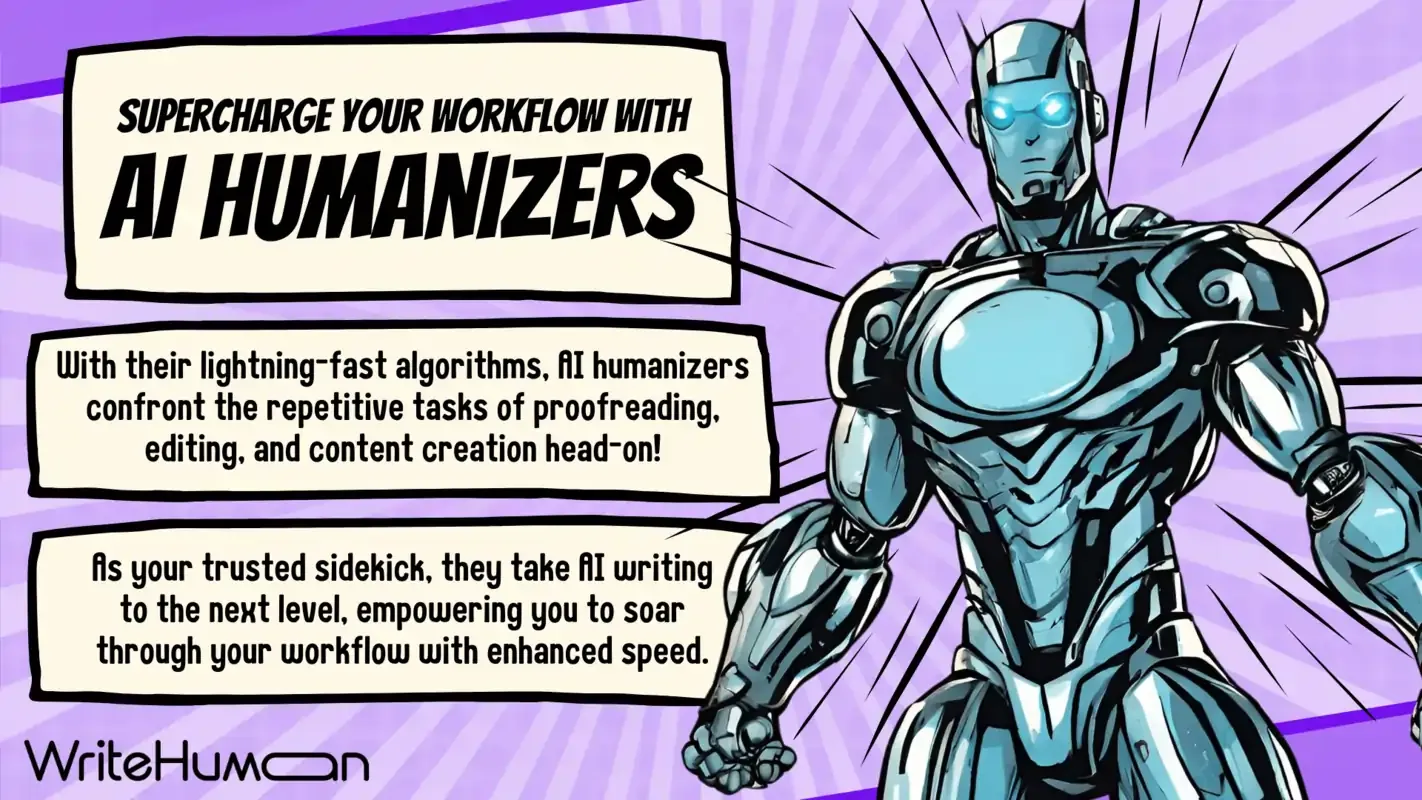 Graphic on supercharging writing with an AI humanizer.